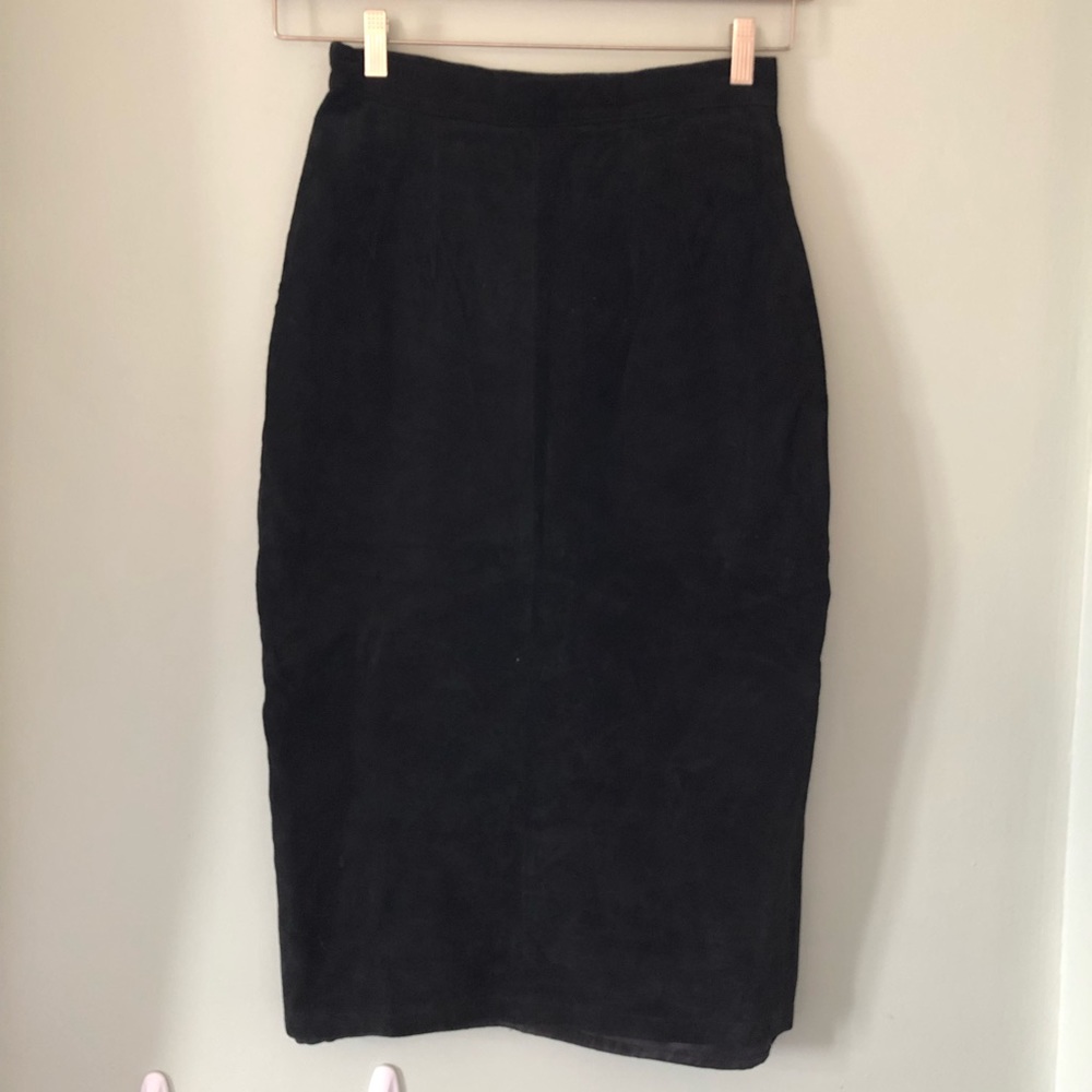 Vintage 80’s Gitano black suede midi pencil skirt SMALL - Picture 10 of 10